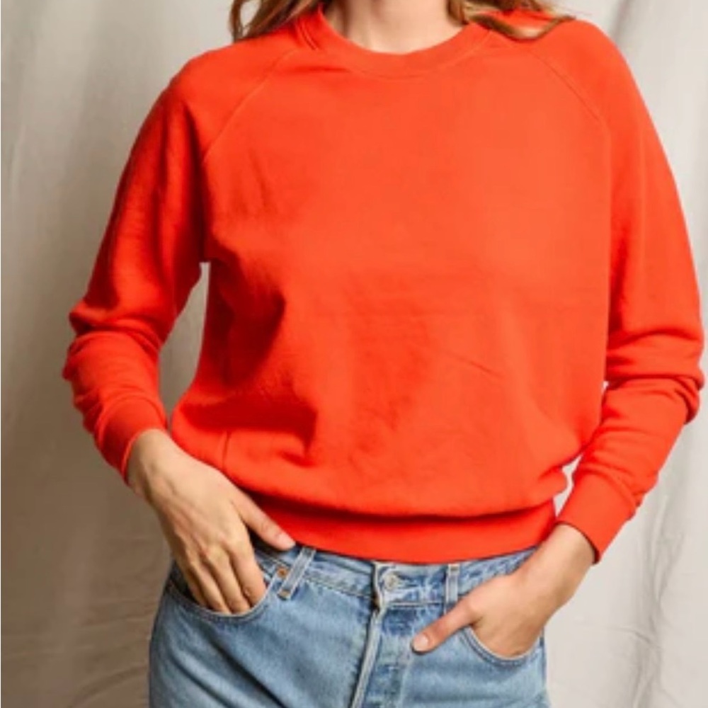perfectwhitetee Women's Crewneck Sweater in Bright Orange